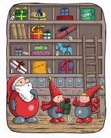 &nbsp;Tonttu Tomi and Christmas present store- Postcard with lines for address