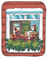 &nbsp;Tonttu Lotta and Christmas decorations - Postcard with lines for address