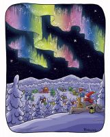 &nbsp;Tonttu Topi as night watch - Postcard with lines for address