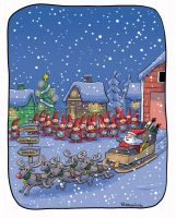 &nbsp;Santa Claus start at Cristmas Eve to the world - Postcard with lines for address